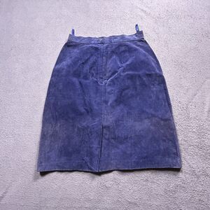 Express Suede Pencil Skirt Womens 9 Blue Vintage High Waist Midi Leather